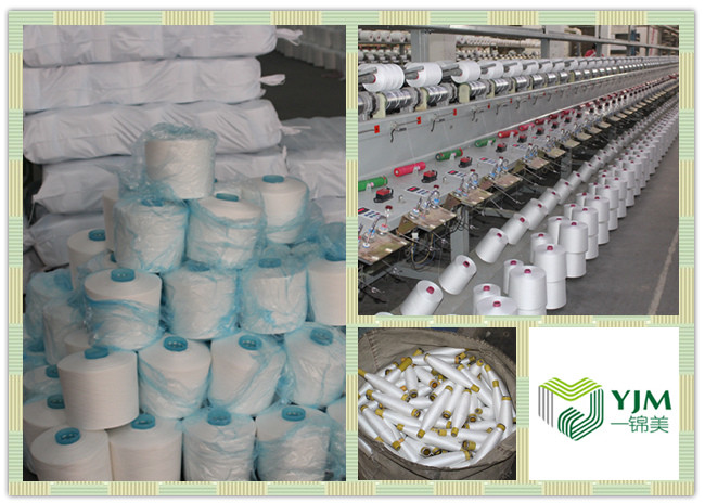 Raw White Bright Dyed Polyester Yarn , 100% Spun Polyester Sewing Thread