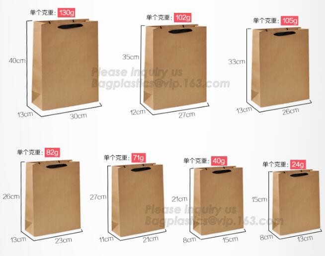 Customized Red Printed Kraft Paper Shopping Bag with Ribbon Handles and Bowknot,Kraft Paper Shopping Bag with Kinds off