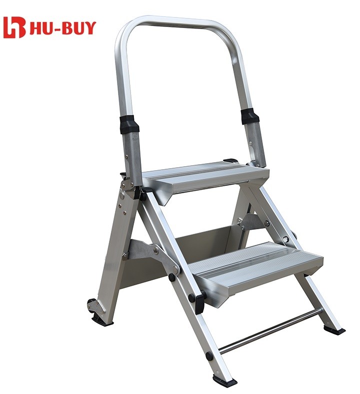 Domestic Folding Scaffold Ladder 2 Steps Aluminum Platform Step Ladder