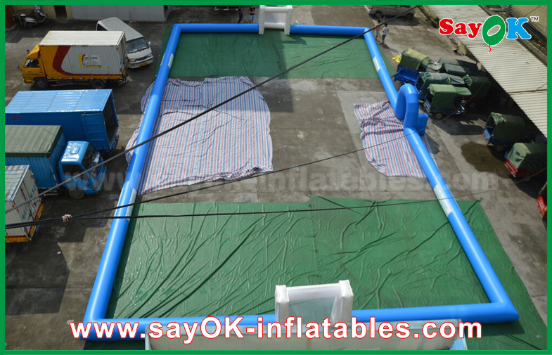 Inflatable Football Toss Game Blue Inflatable Football Field Areas Playground Commercial Grade With Print