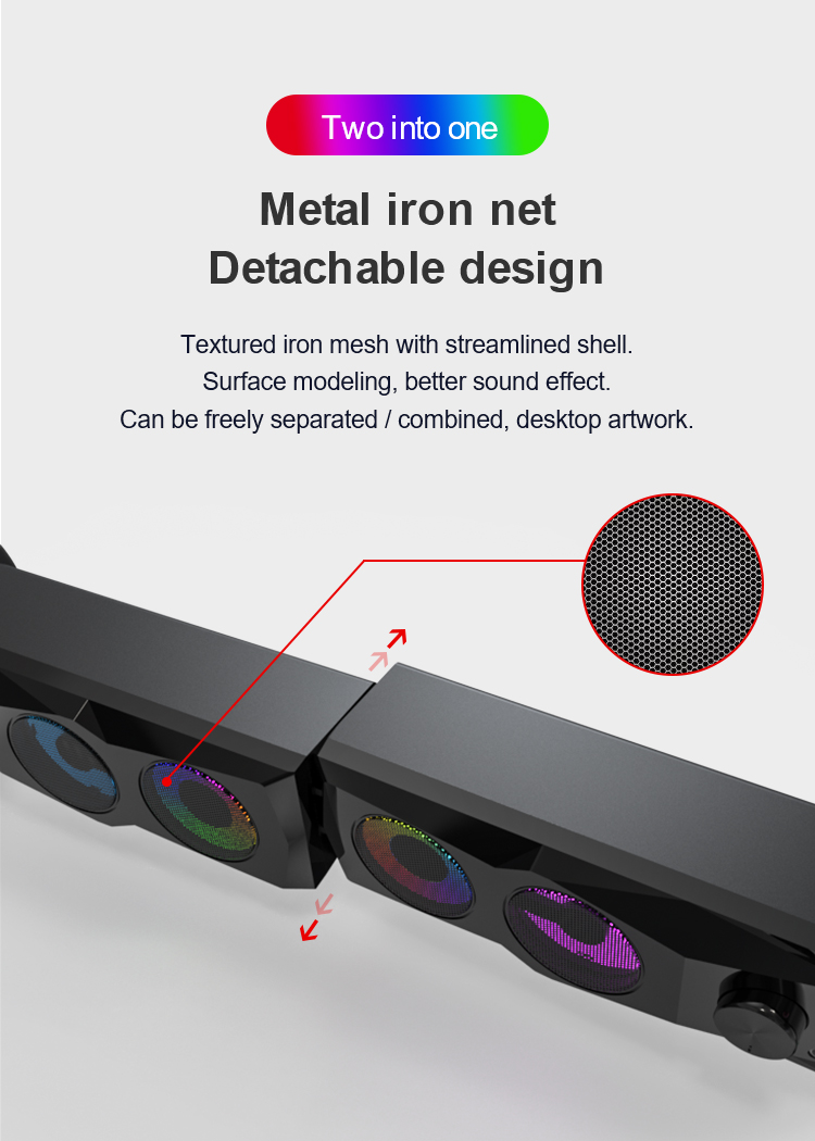 Multimedia Portable 2.0 Channel USB PC Powered RGB Gaming Computer Speakers for CKD SKD