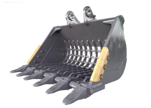 V Ditch Excavator Rock Bucket , Excavator Rake Bucket Trapezoidal High Precision