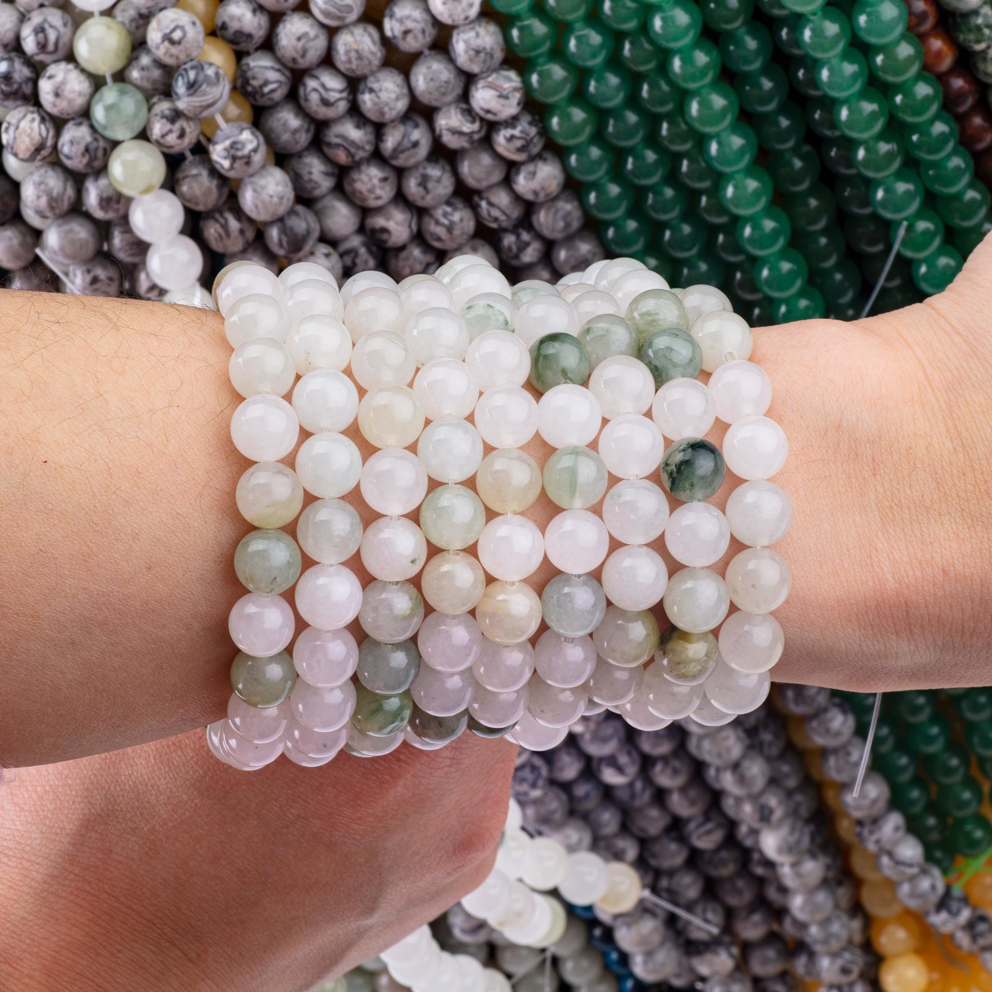 Tian Shan Green Jade Round Bead Natural Crystal Gemstone Different Bead Size Loose Bead Strands for DIY Jewelry Making