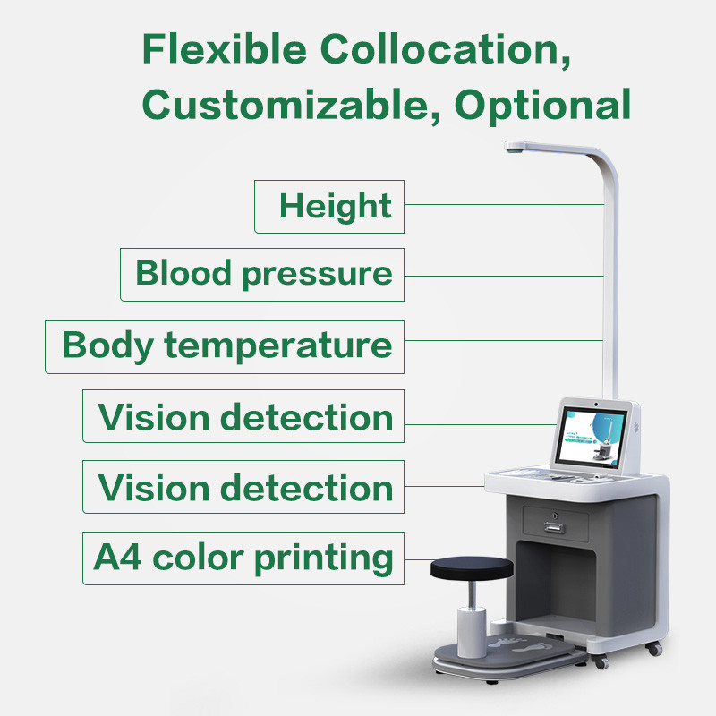 Height Weight Scale Printer Health Check Kiosk With Blood Pressure Fat Mass