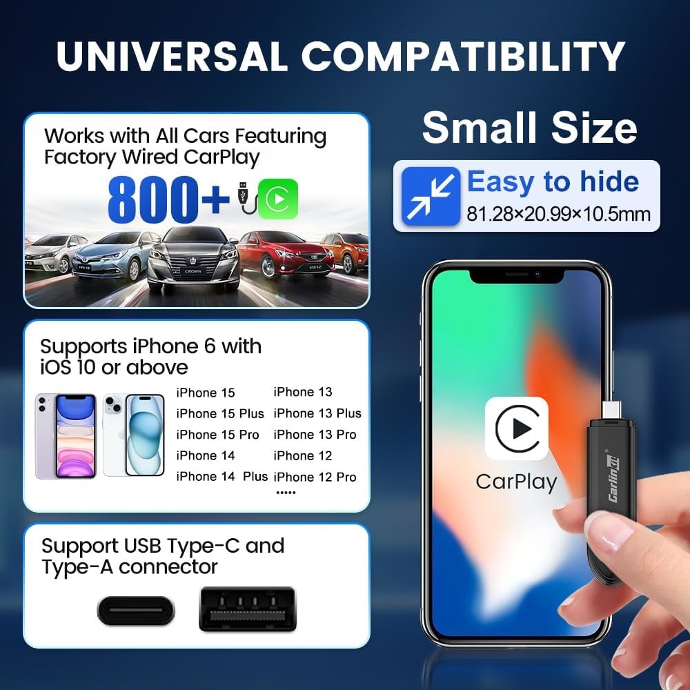 Wired To Wireless Adapter Carplay and Android Auto Mini SE Pro Compatible With IOS 10 & Android 10
