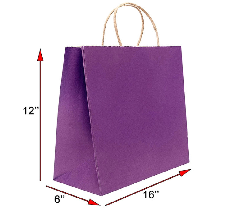 12 * 16 * 6 Inches Custom Kraft Paper Bags , Purple Paper Bags With Handles