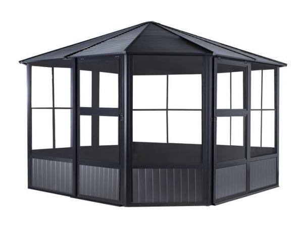 Free Standing Waterproof Aluminum Frame Glass House Sunroom with Polygon Roof