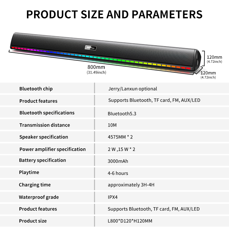 Black TV Sound Bar With Subwoofer Active Speaker Wireless Multimedia For Black Myth Goku Home Theatre System