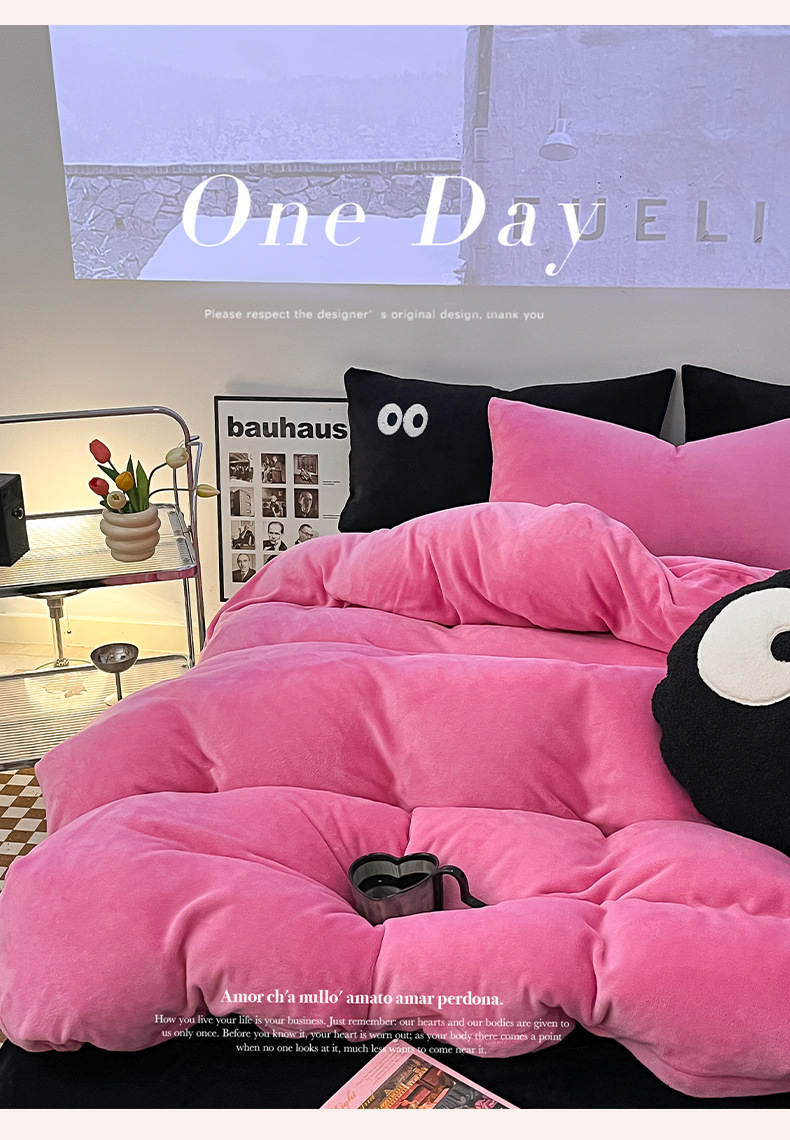 Thickened And Warm 4Pcs Set of High Weight Milk Velvet for Autumn And Winter Bedding