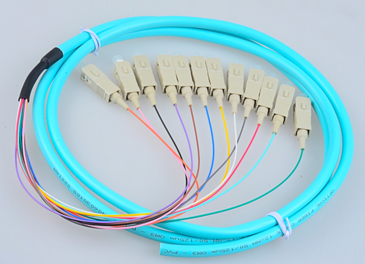 OM3 Fiber Optic Conector Pigtail Patch Cord Fanout 50/125 3m SC Type