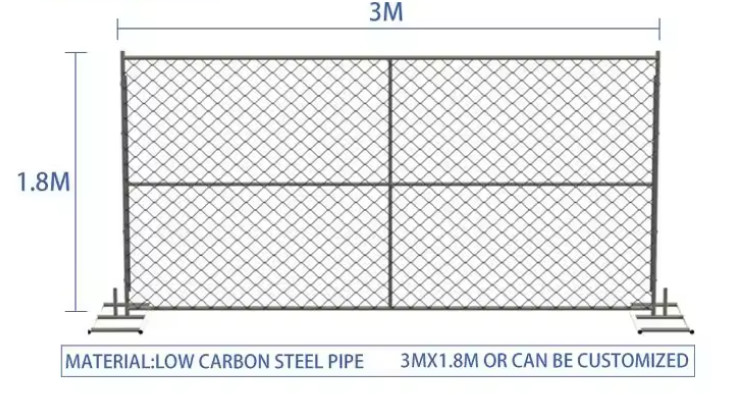 Galvanized Chain Link Temporary Fencing Panel , Temporary Security Fence USA Standard