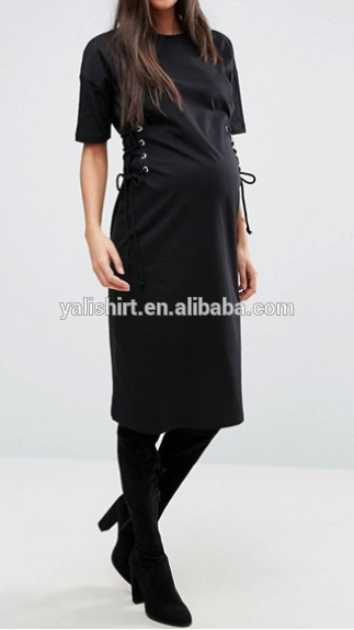 Shenzhen factory custom maternity t shirt long dress with corset