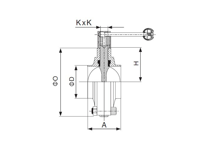 Dimension of Sanitary Welded Butterfly Valve – SMS Series