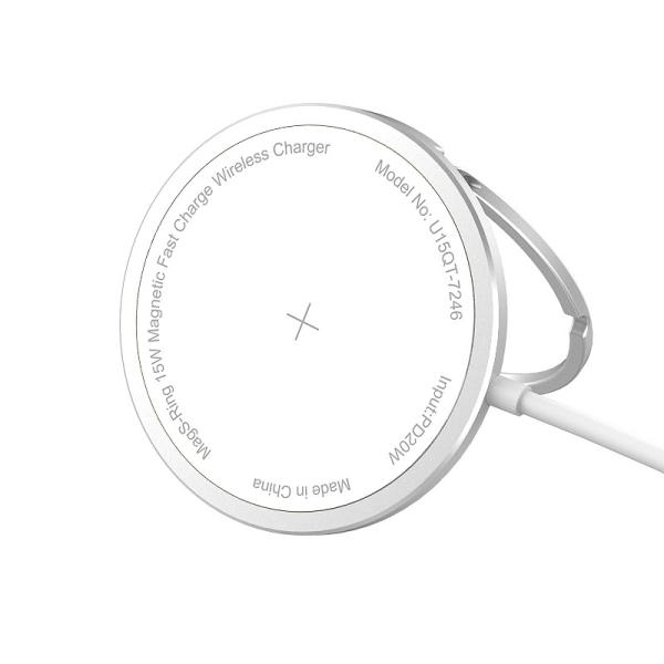 φ56 X6mm Ultra Thin Wireless Charger , 15W Magnetic Fast Charger With Metal Ring
