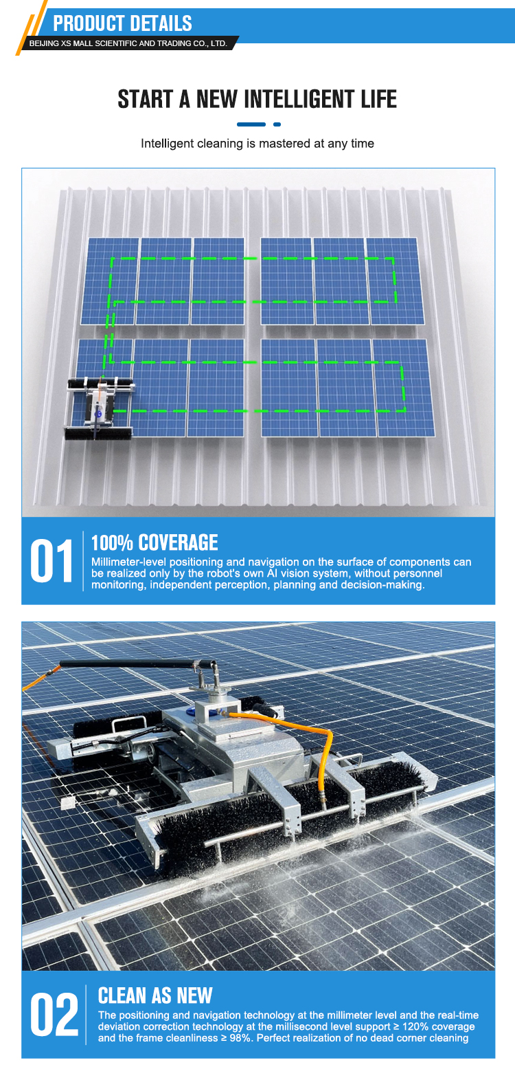 Anti Fall Protection Solar Panel Cleaning Robot For Commercial Roof