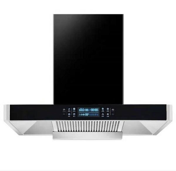 Low Noise Electric T Shape Chimney Hood Glass Stainless Steel App Controlled