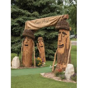Cement Sculpture Door HeaderWooden Dolls for Check-in DisplayWelcome Decorations