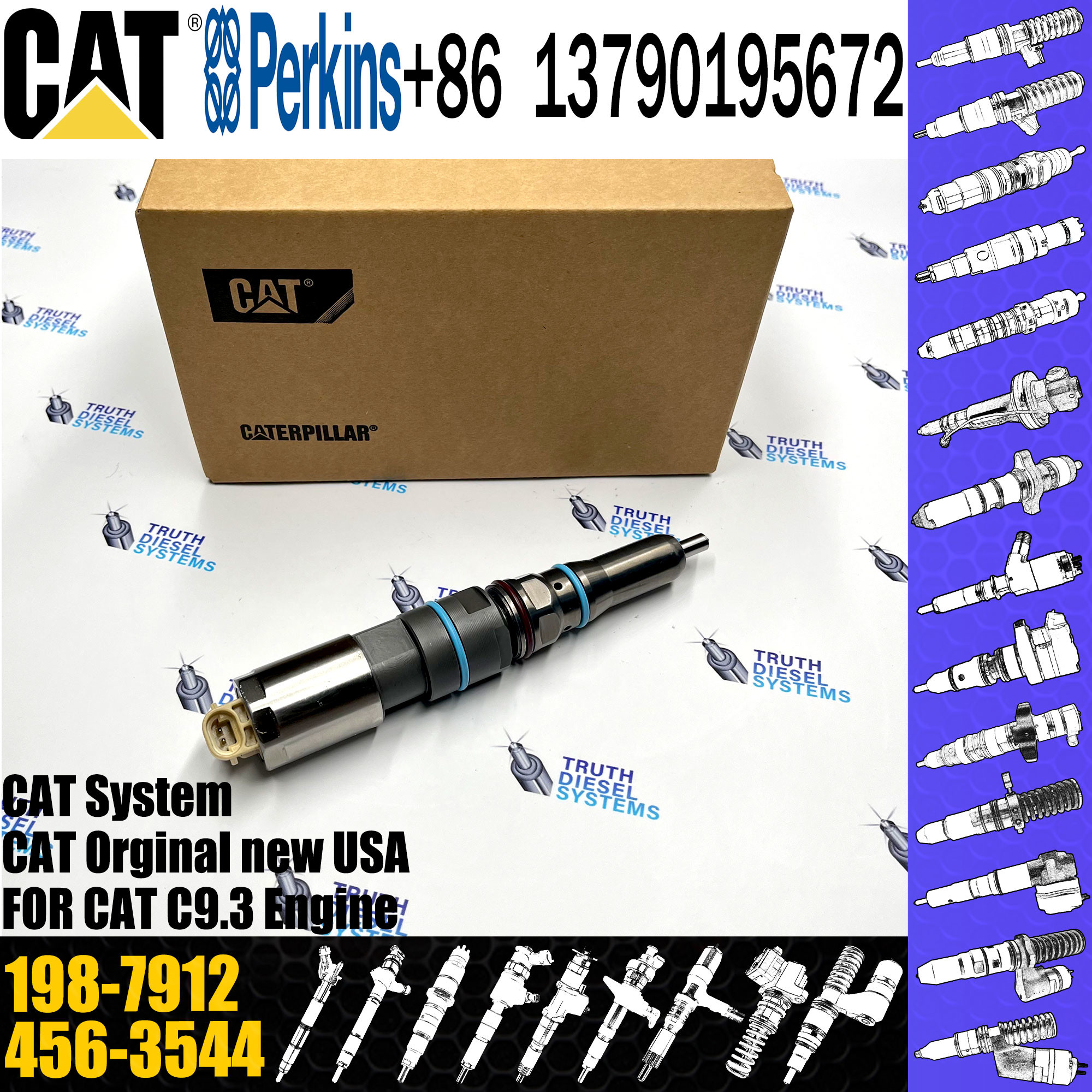 Excavator Engine parts diesel fuel injector 456-3579 456-3545 342-5487 10R-1267 fuel injectors 456-3579 for CAT C9.3