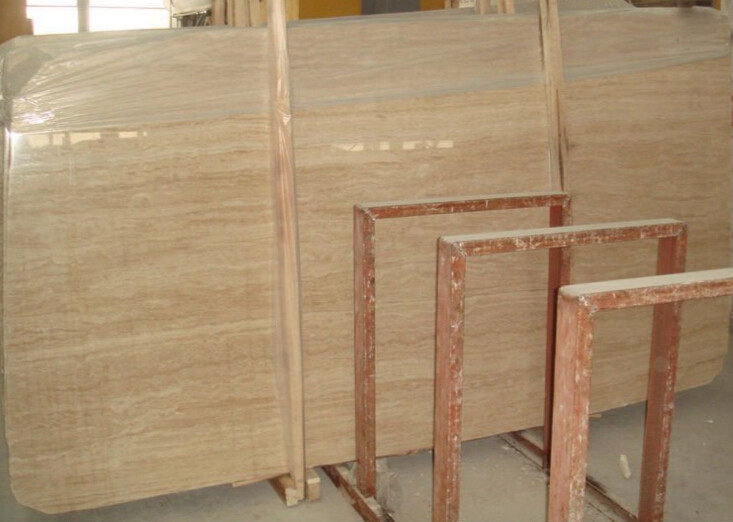 Natural Stone Travertine Beige Marble Slab 15-30mm Thickness Standard Size