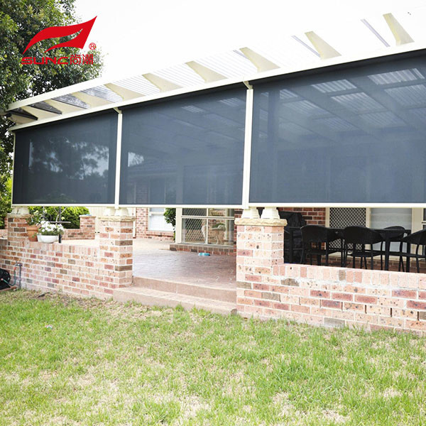 Outdoor Insect Proof Fabric Blackout with Roller Motor Zip Track Outdoor Blinds