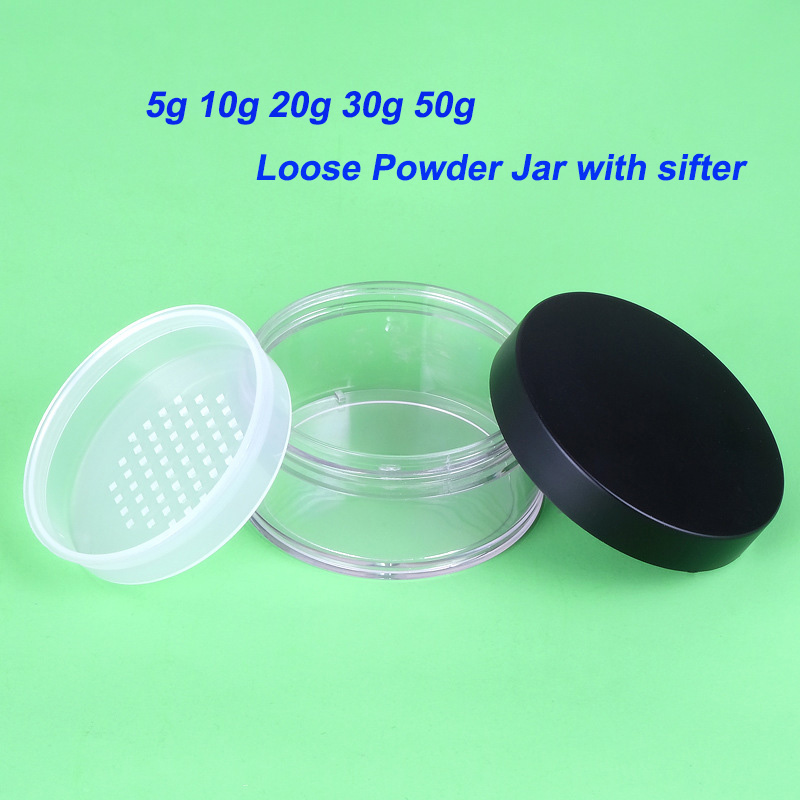 Acrylic 5g 10g 15g 20g 30g Clear Loose Powder Jar Container with Black Lid Customized Colors Eco Friendly Industrial Cosmetic