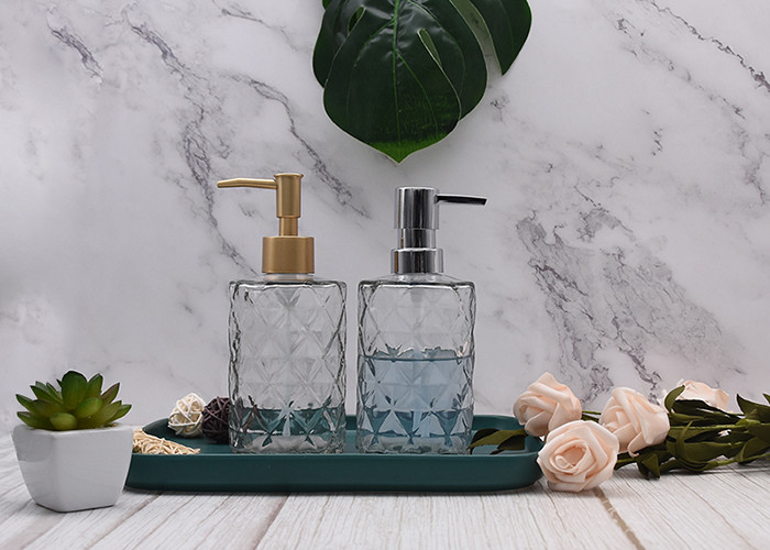 Soap Empty Glass Jars 500ml Hand Sanitizer Bottle With Stainless Steel Pump