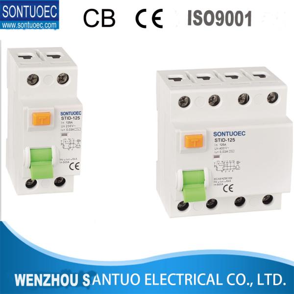 Electronic or magnetic STID-125 Series RCCB 4p 400v Residual Current Circuit