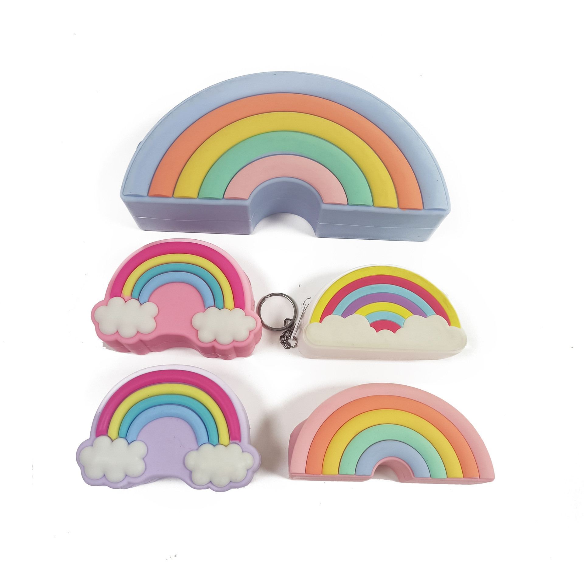 Rainbow Pop Shoulder Purse Fidget Toys Bag Sensory Silicone Rainbow Clouds Backpack For Girls Pencil Pen Case Kids Gifts
