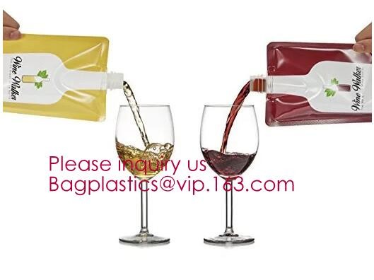 Foldable wine bag portable reusable plastic wine bottle pouch,wine bottle pvc custom packaging bag,vodka,wine,spirit