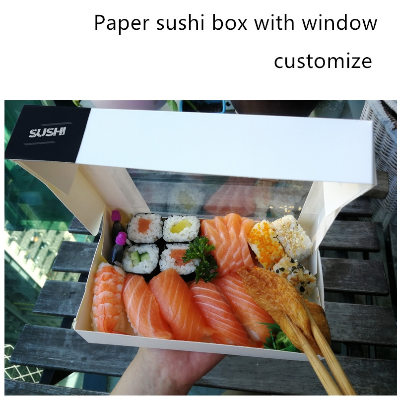 Disposable Kraft Paper Sushi Takeaway Box With Clear Window ISO9001