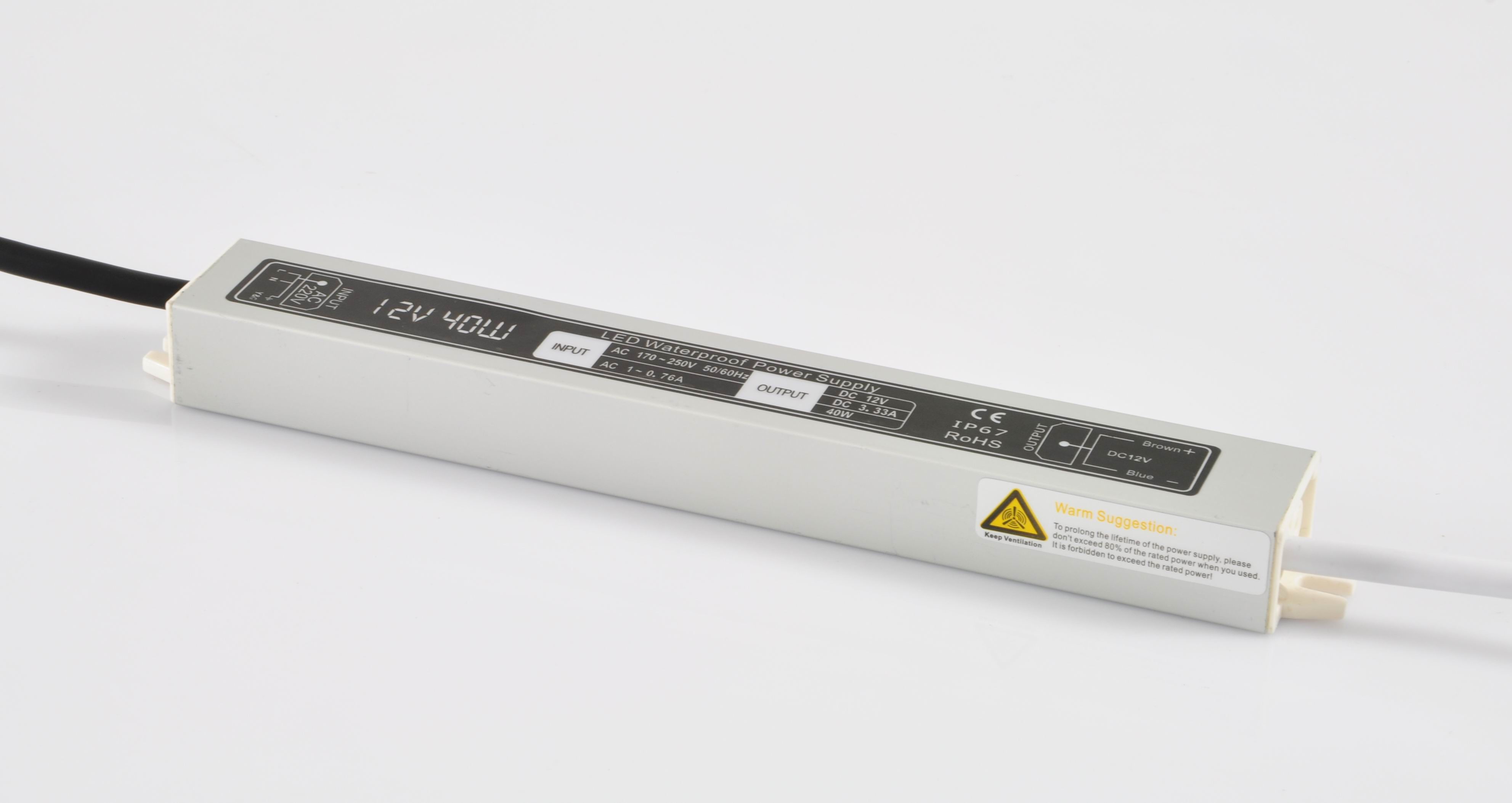 24v 40w Slim waterproof power supply IP67 LED transformer Adapter for LED Light