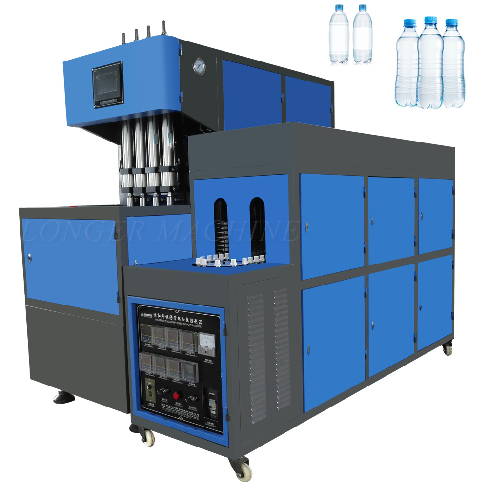 500ML PET Bottle Making Machine / Semi Automatic 4 Cavity / Small Plastic Bottle Blower