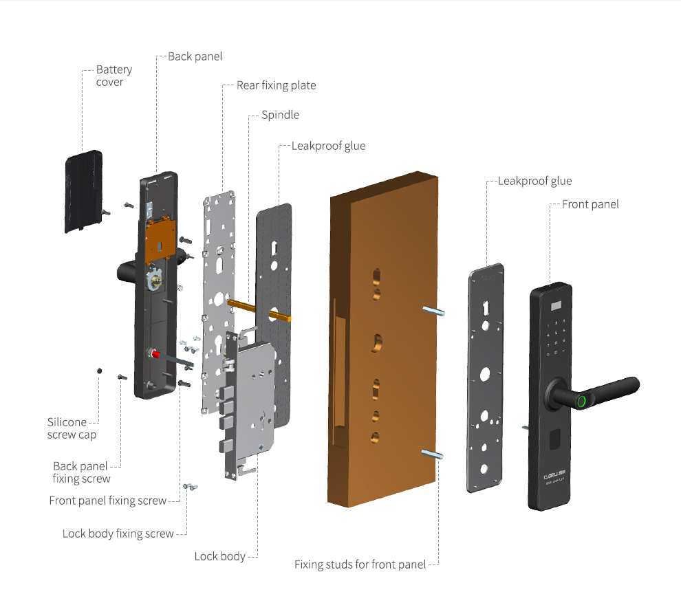Keyless Entry Mortise Door Lock With Biometric Fingerprint Touchscreen Smart