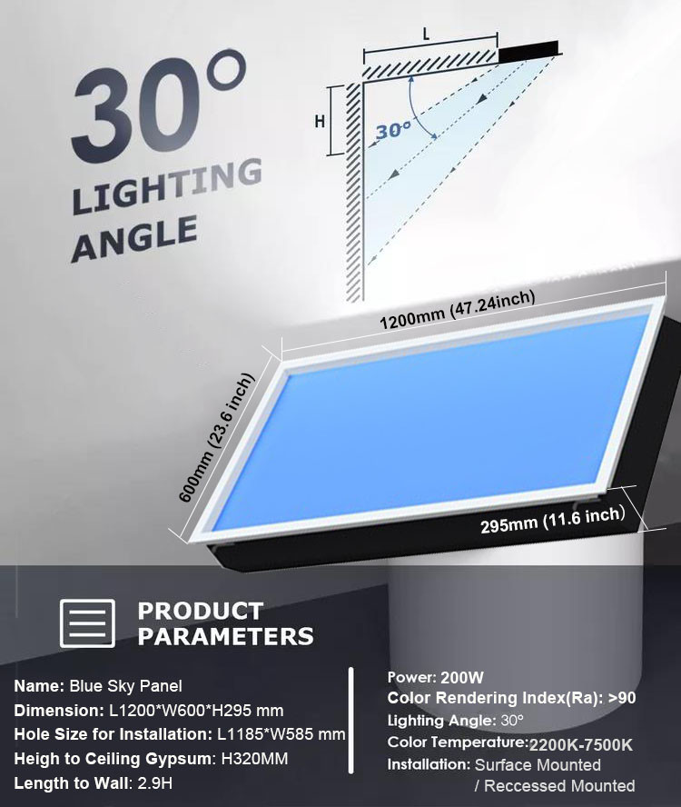 Power Factor 0.9 LED Ceiling Panel Light with Output Power 150watts and L1200 X
