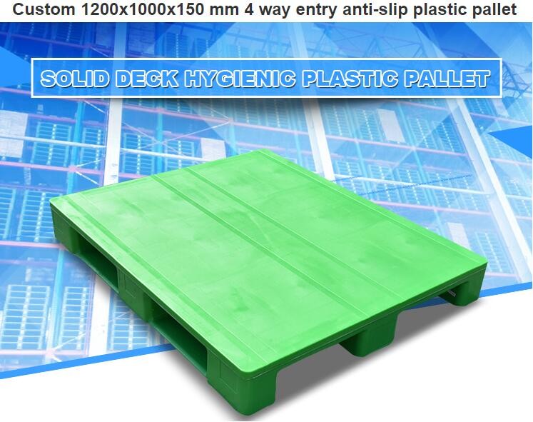 100% Virgin HDPE wear-resistant anti-slip stackable plastic pallet, China Manufacturer accept custom standard stacking p