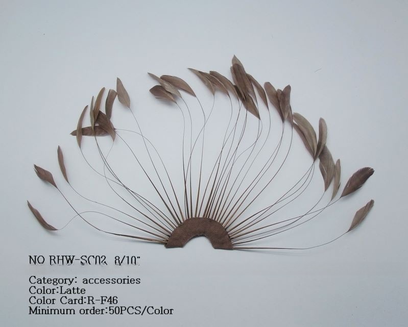 Millinery Supplies Striped Coque Feather Hand Fan 15x15cm Length
