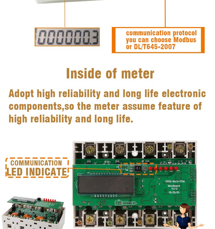 DTS5558 3 phase 4 wire 35mm standard din rail mount hour meter