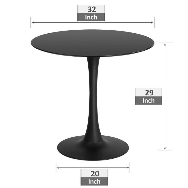 29inch Height Tulip Style Dining Table / Plywood Top Round Black Coffee Table