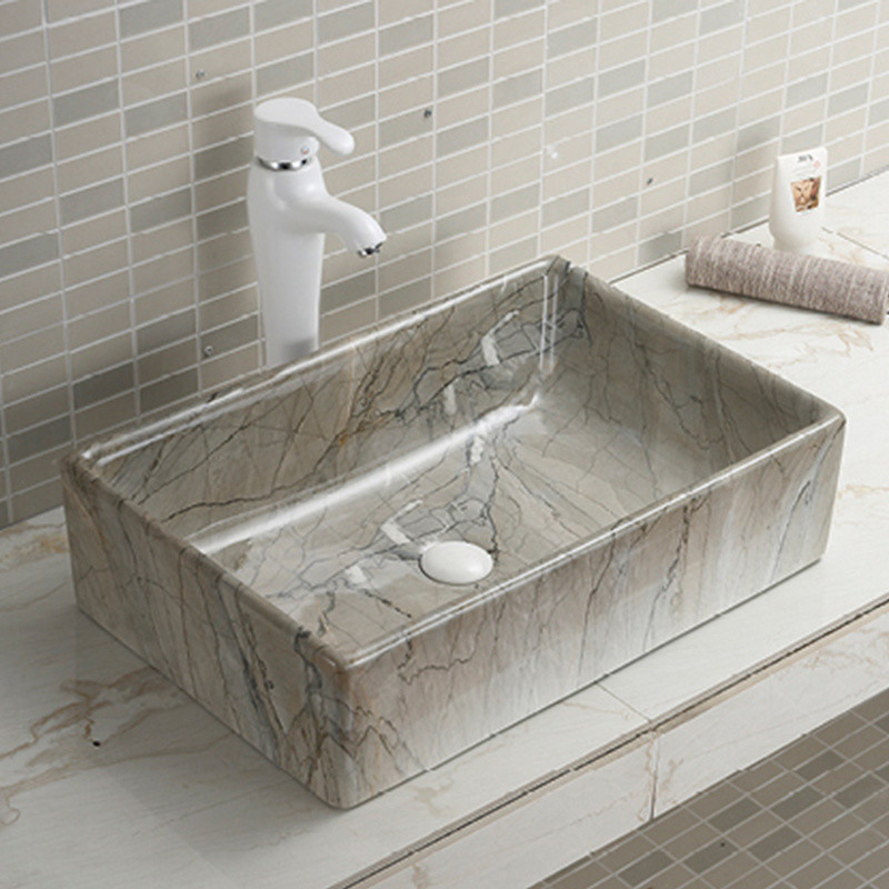 Wash Basin Integrated Easy To Maintain And Clean Rectangular Porcelain Bathroom Sink
