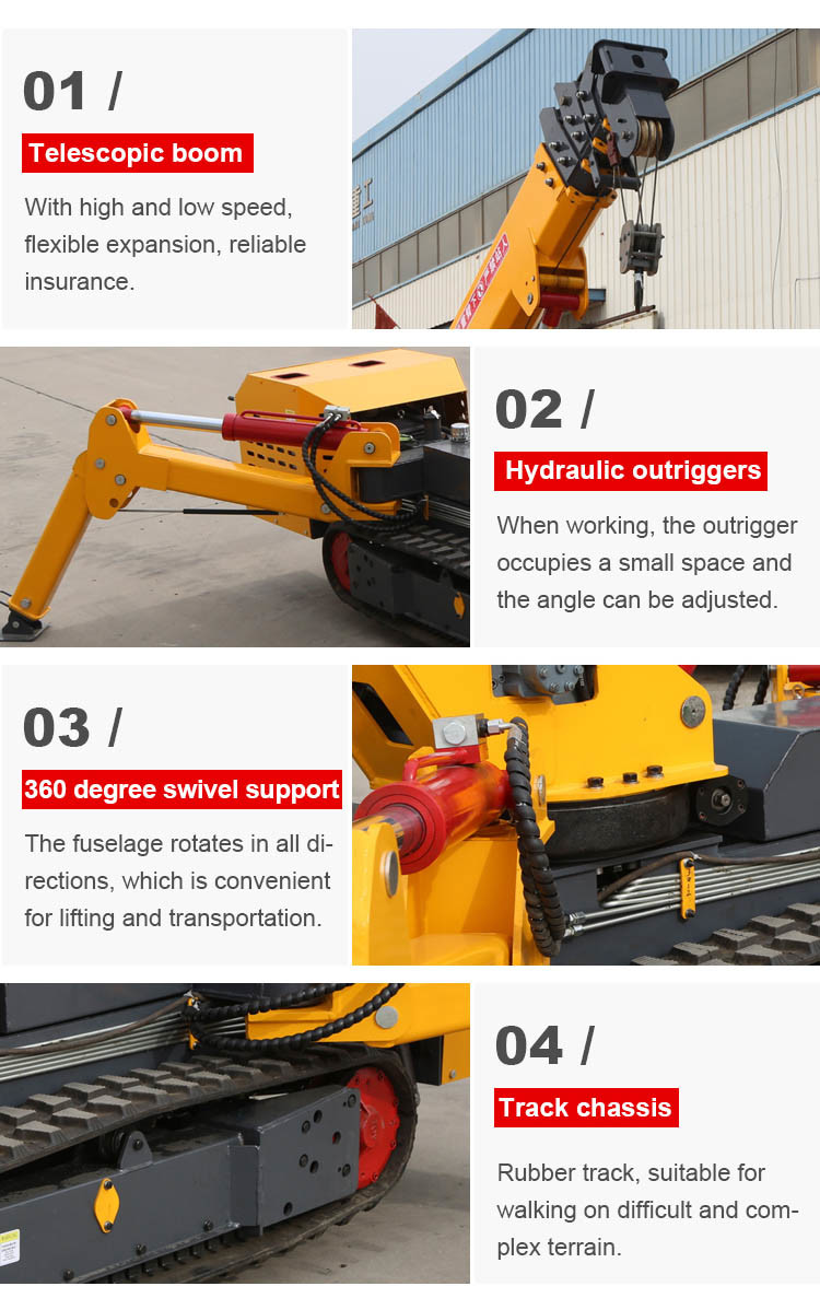 3 Ton Assembly Wireless Remote Control Elevator Crawler Cranes 12v 45AH Spider Crane