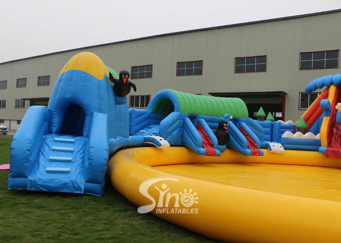 Custom Design Giant Inflatable Water Park Above Ground With Big Pool For Kids N Adults