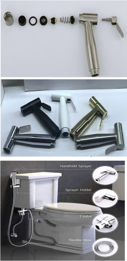 Plastic SS304 Bathroom Bubble Water Bidet Sprayer Set With Hose Jet Held Attachment