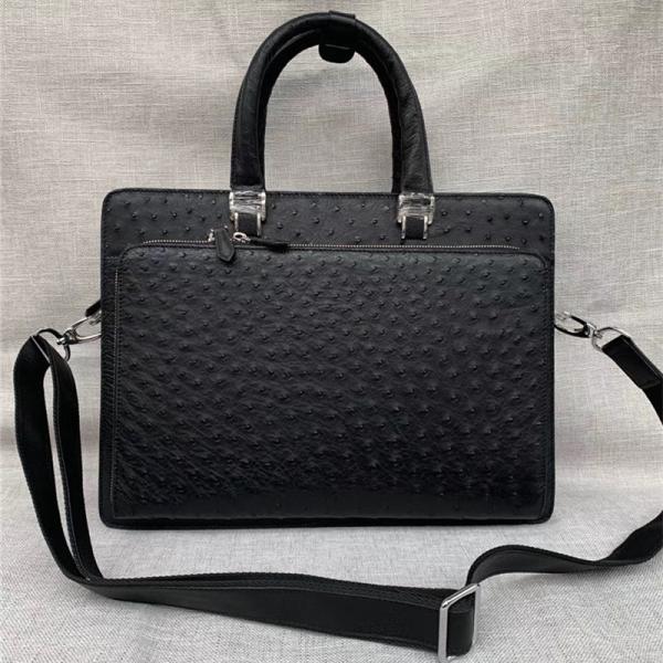Authentic Real Ostrich Skin Men's Large Briefcase Laptop Purse Bag Genuine