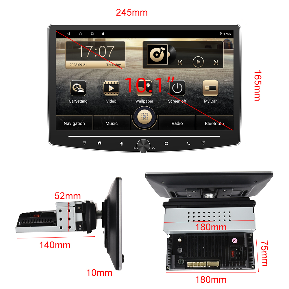 Universal Car Fitment LCD Screen Android 1 Din Car Radio with Carplay and Knob Button