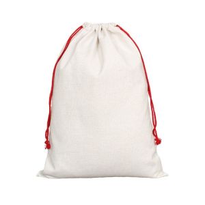 Custom Logo Linen Sublimation Drawstring Bag Santa Sacks Sublimation Blank