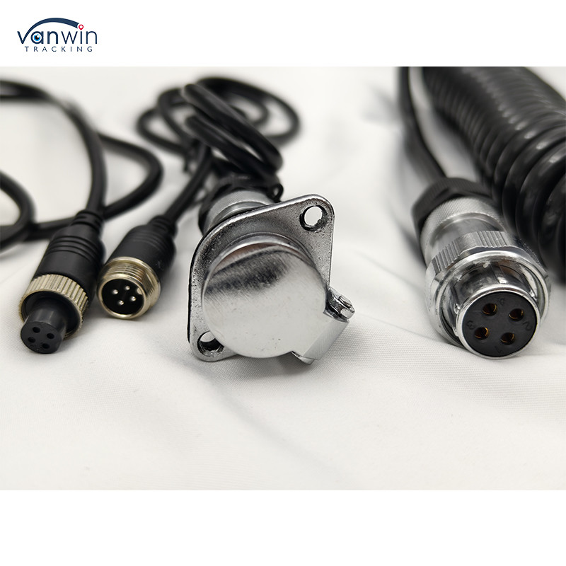 4 Pin Female to Plug Custom Spring Wire waterproof trailer cable camera for Truck Forklift