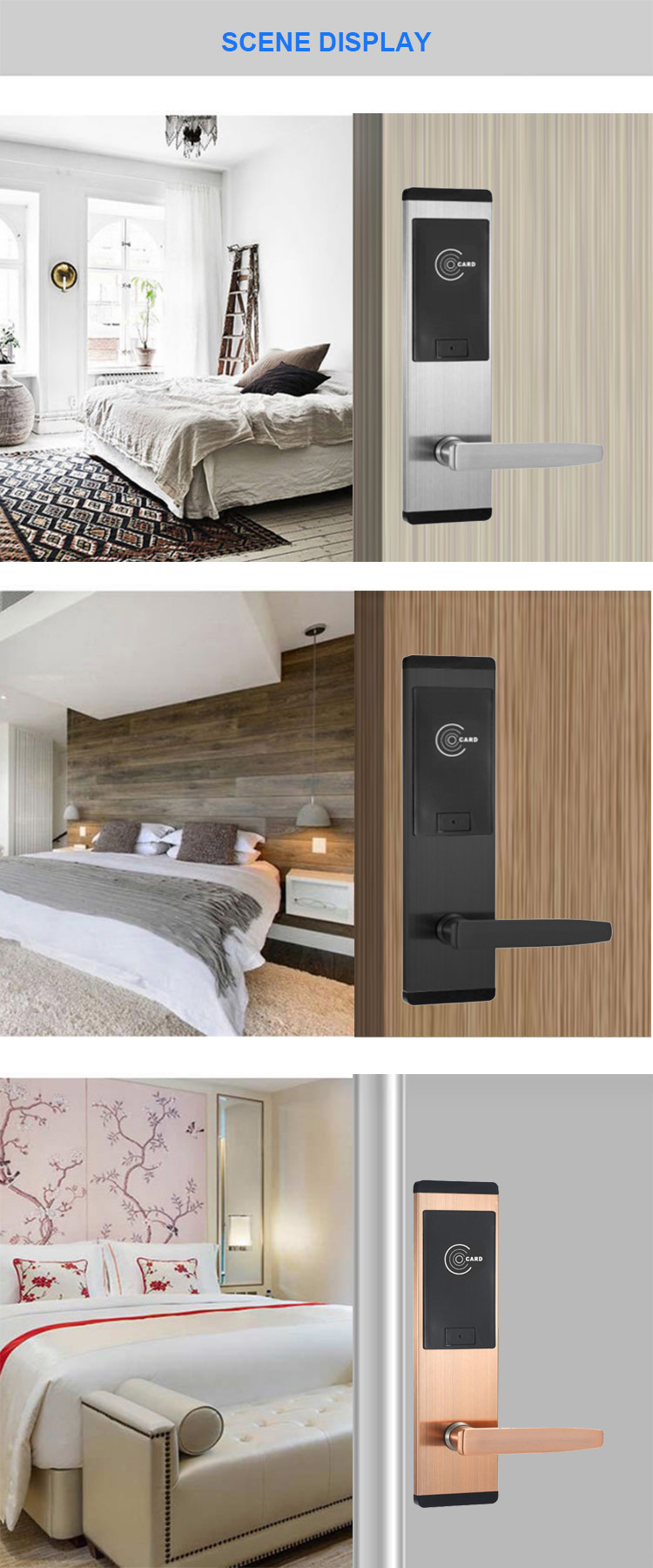Stainless Steel Electronic Door Lock RFID Hotel Door Lock Key With Card Encoder