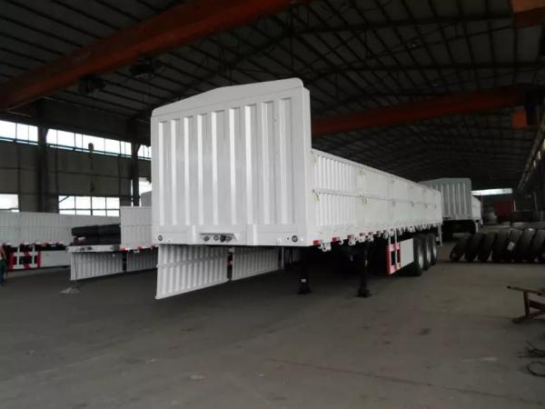 Fuwa Three Axle Flat Bed Side Wall Semi Trailer Trucks 40 - 50T 2.5mm Thick