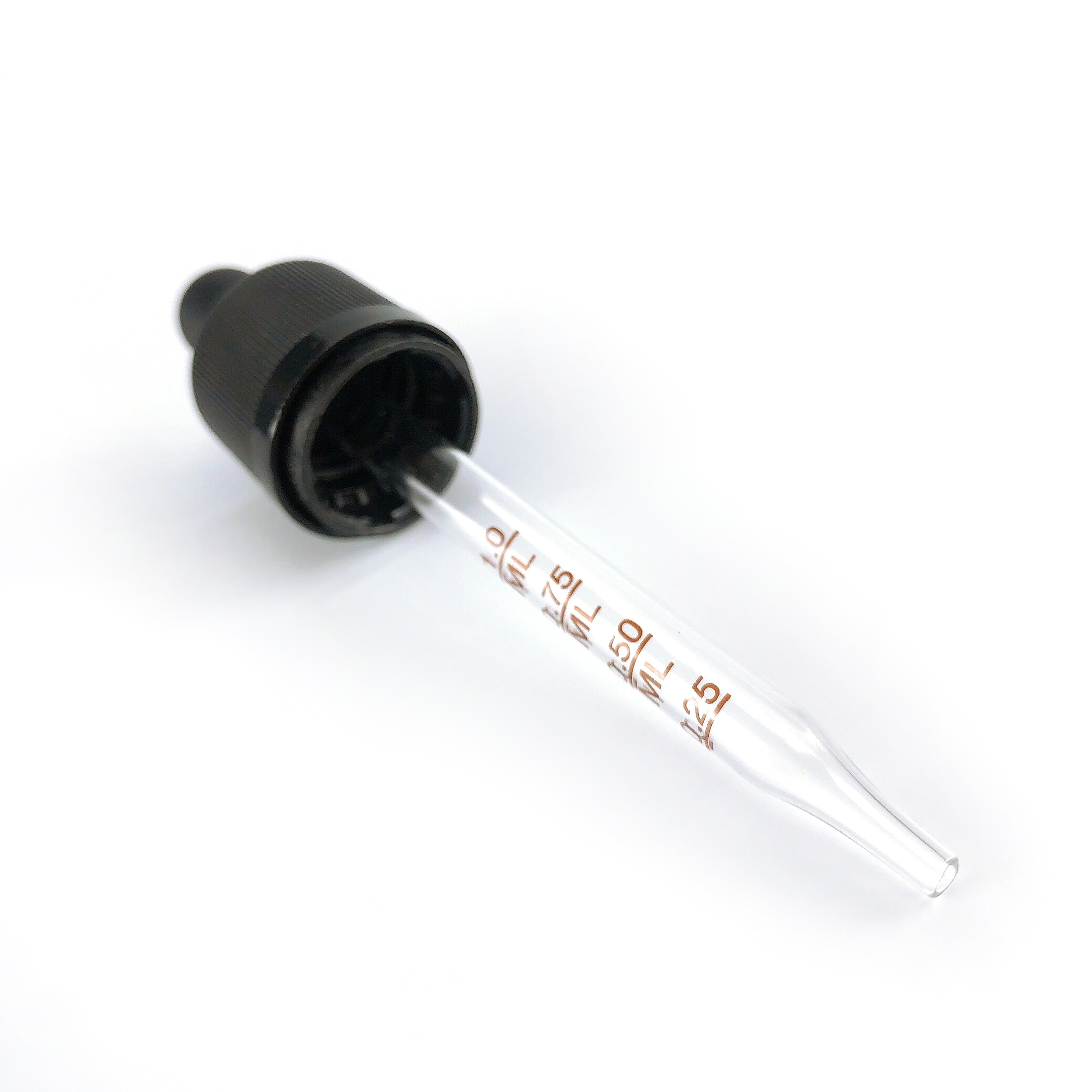 18 410 Custom logo and measuring degrees plastic closure glass dropper DIN/NBR bulb