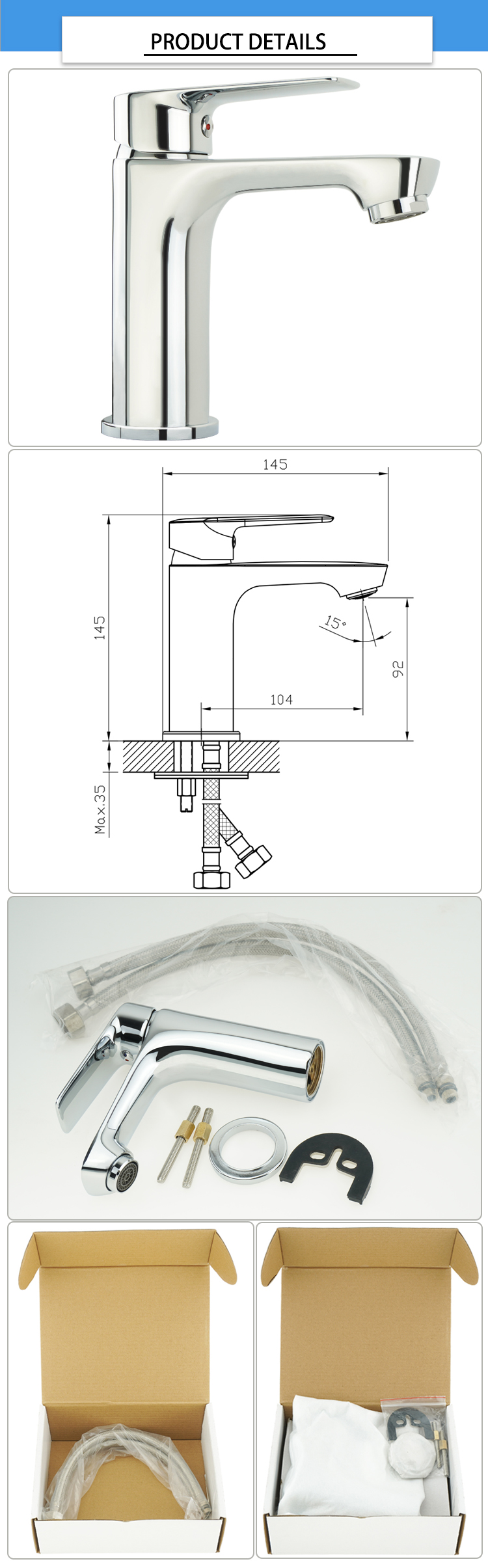 Traditional Deck Mounted 145mm Washbasin Mixer Tap